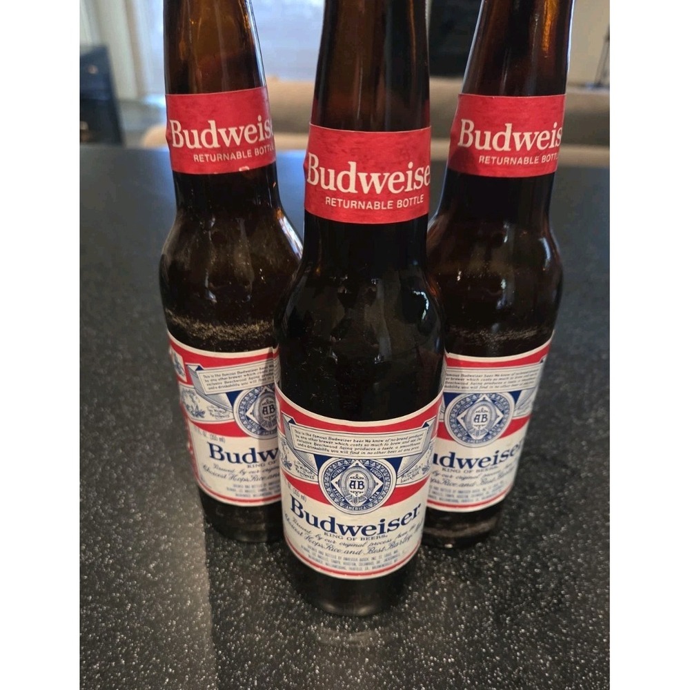 3 Budweiser Lager Beer 12oz beer bottle from Anheuser Busch Brewing